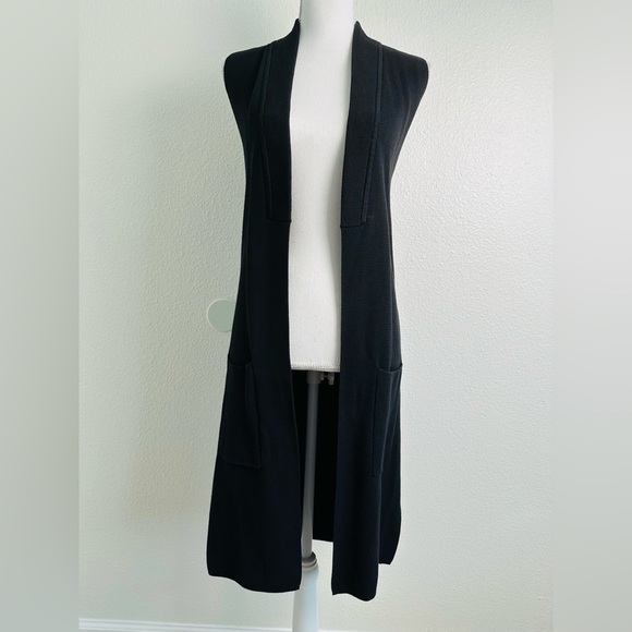 Ann Taylor Women's Black Open Front Long Sweater Vest Size XS - Picture 2 of 12